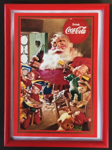 4633-1 € 5,00 coca cola afbeelding kerst in lijstje 12x18 cm